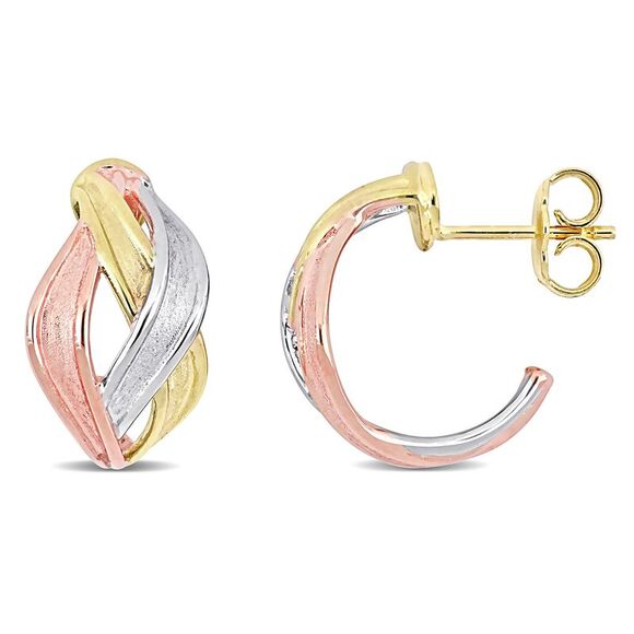 18K Yellow Gold Swirl Button Earrings